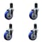 Service Caster 4'' Blue Poly Wheel Swivel 1-5/8'' Expanding Stem Caster Set, 4PK SCC-EX20S414-PPUB-BLUE-158-4 - alternate 1